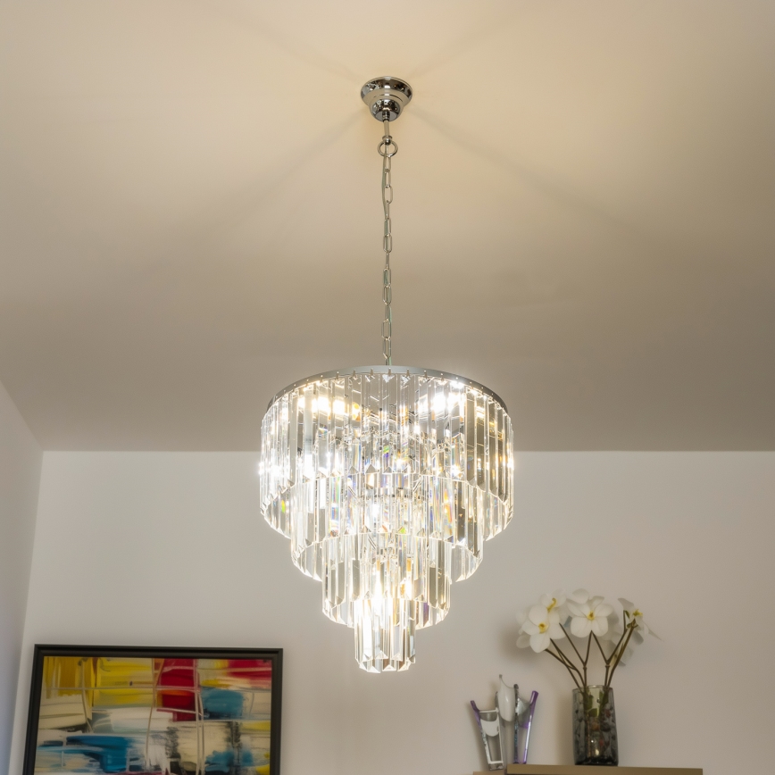 Brilagi - LED Żyrandol kryształowy na łańcuchu MOZART 5xE14/40W/230V chrom błyszczący