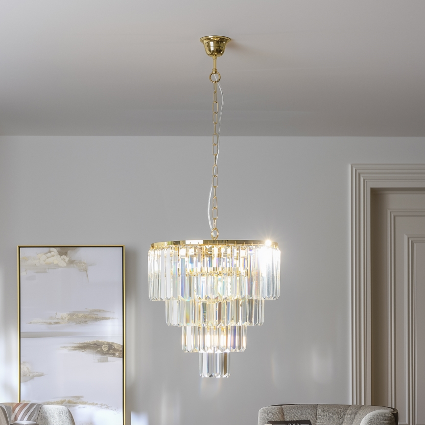 Brilagi - LED Żyrandol kryształowy na łańcuchu MOZART 5xE14/40W/230V złoty