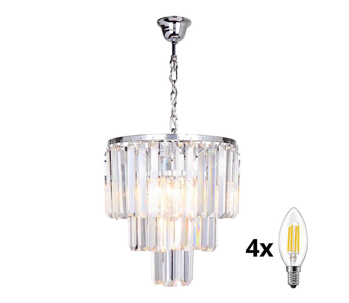 Brilagi - LED Żyrandol kryształowy na łańcuchu MOZART 4xE14/40W/230V chrom błyszczący