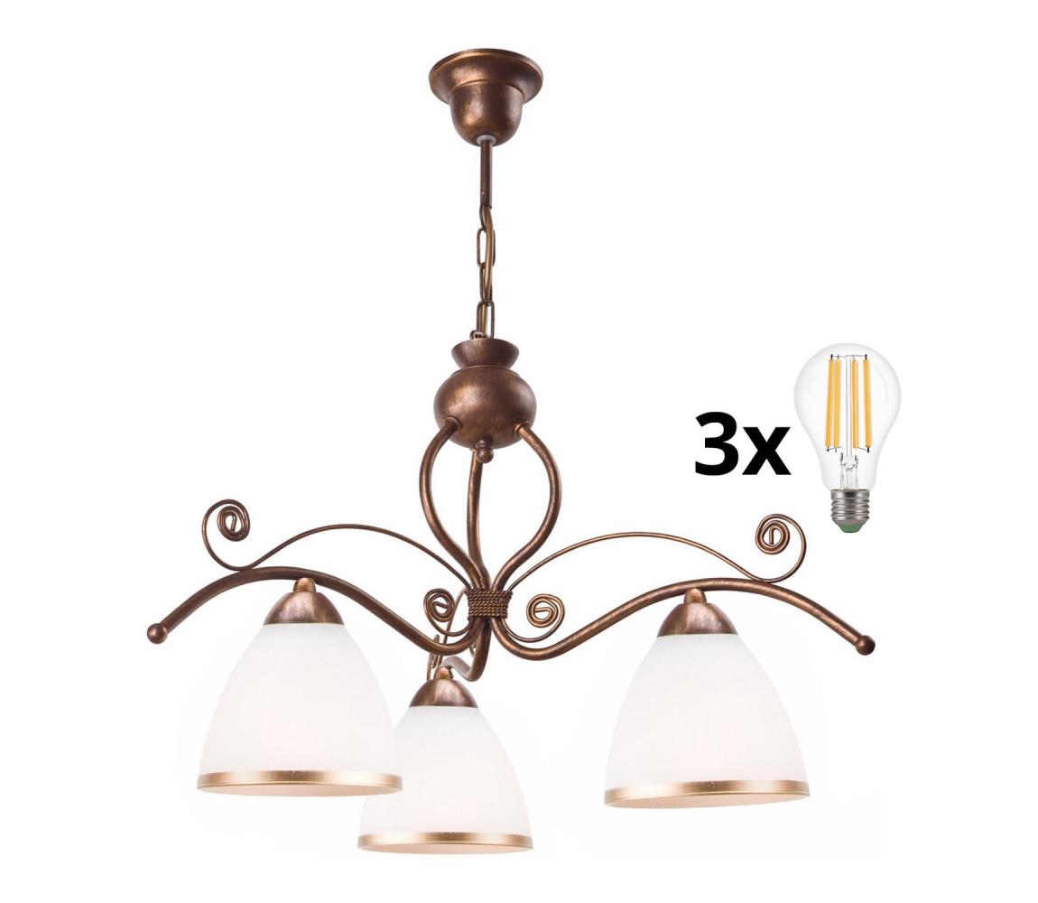 Brilagi - LED Żyrandol na łańcuchu ANTICO 3xE27/60W/230V brązowy patyna