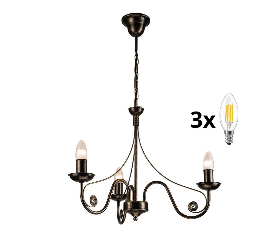 Brilagi - LED Żyrandol na łańcuchu STEFANO 3xE14/40W/230V czarny patyna