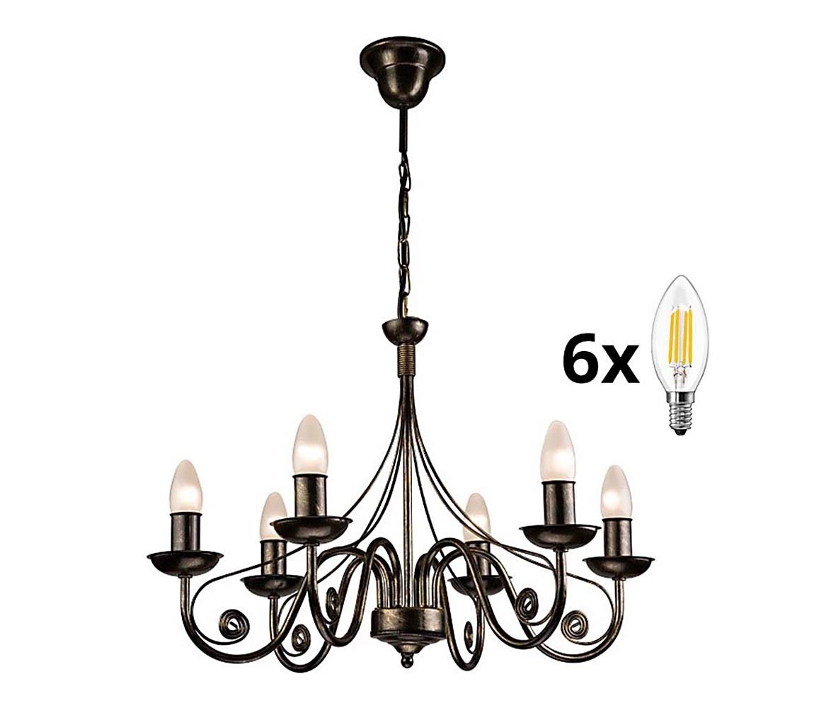 Brilagi - LED Żyrandol na łańcuchu STEFANO 6xE14/40W/230V czarny patyna