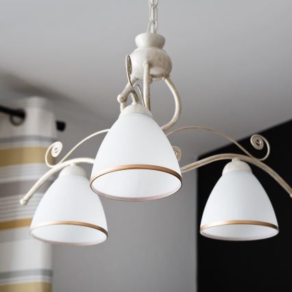 Brilagi - LED żyrandol na łańcuchu ANTICO 3xE27/60W/230V 3000K biała patyna