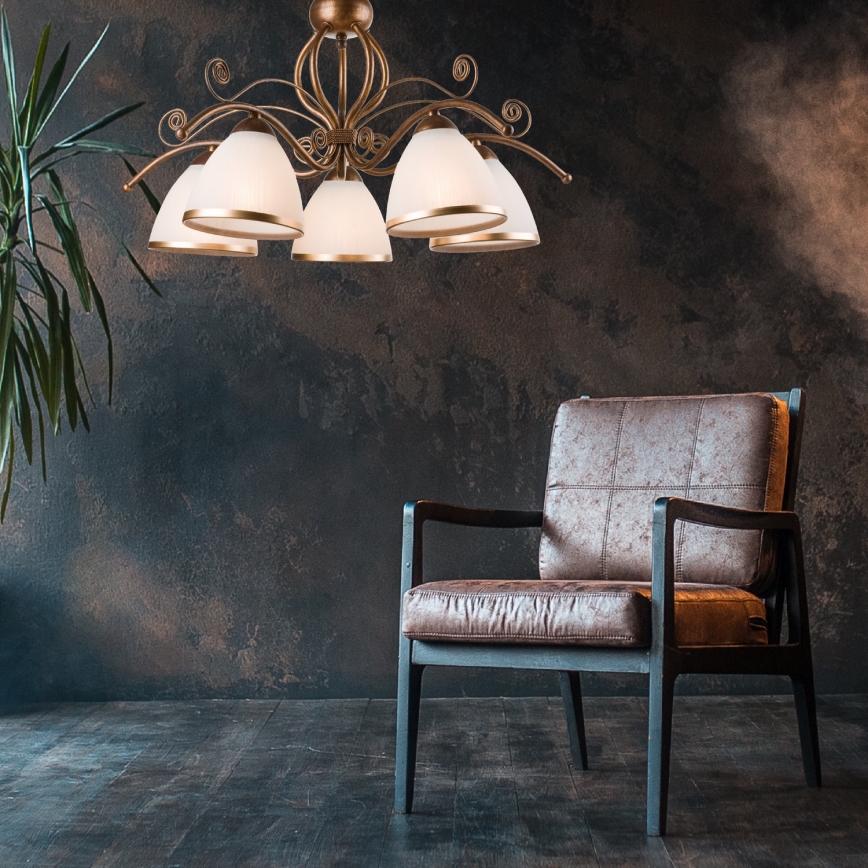 Brilagi - LED Żyrandol na łańcuchu ANTICO 5xE27/60W/230V brązowy patyna