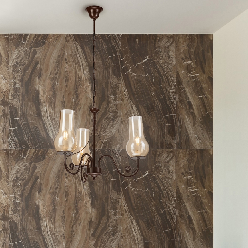 Brilagi - LED Żyrandol na łańcuchu COTTAGE 3xE14/40W/230V brązowy
