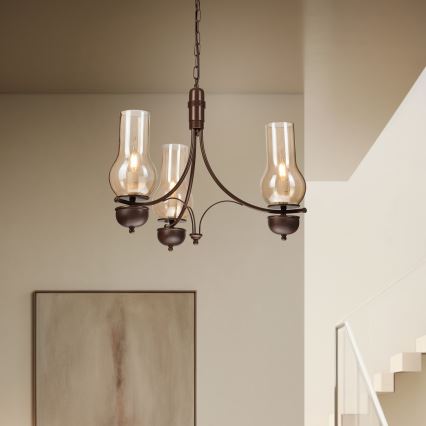 Brilagi - LED Żyrandol na łańcuchu COTTAGE 3xE14/40W/230V brązowy