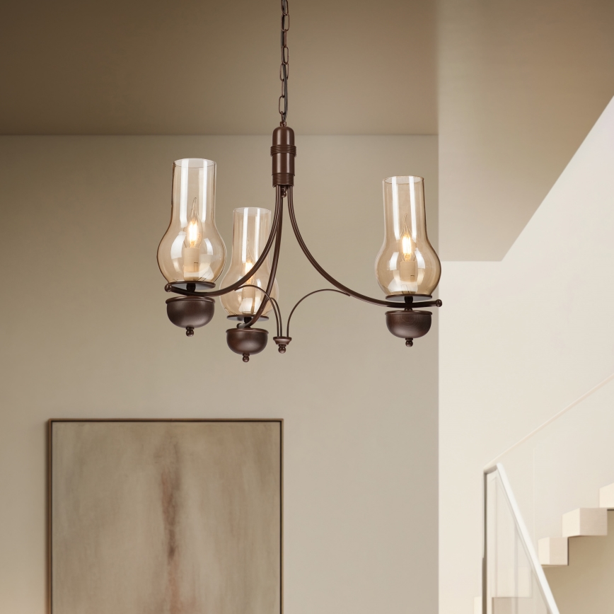 Brilagi - LED Żyrandol na łańcuchu COTTAGE 3xE14/40W/230V brązowy