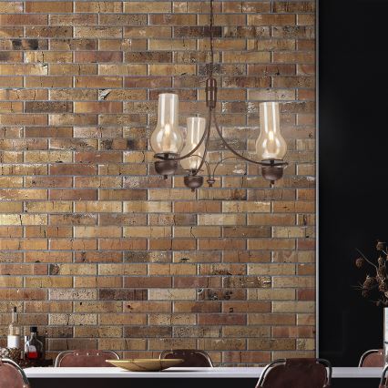 Brilagi - LED żyrandol na łańcuchu COTTAGE 3xE14/40W/230V bukowy/brązowy/dymny beżowy