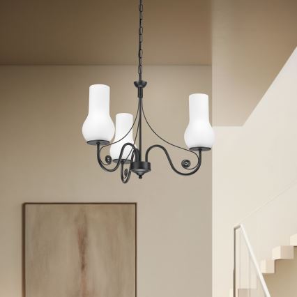 Brilagi - LED Żyrandol na łańcuchu COTTAGE 3xE14/40W/230V czarny/biały