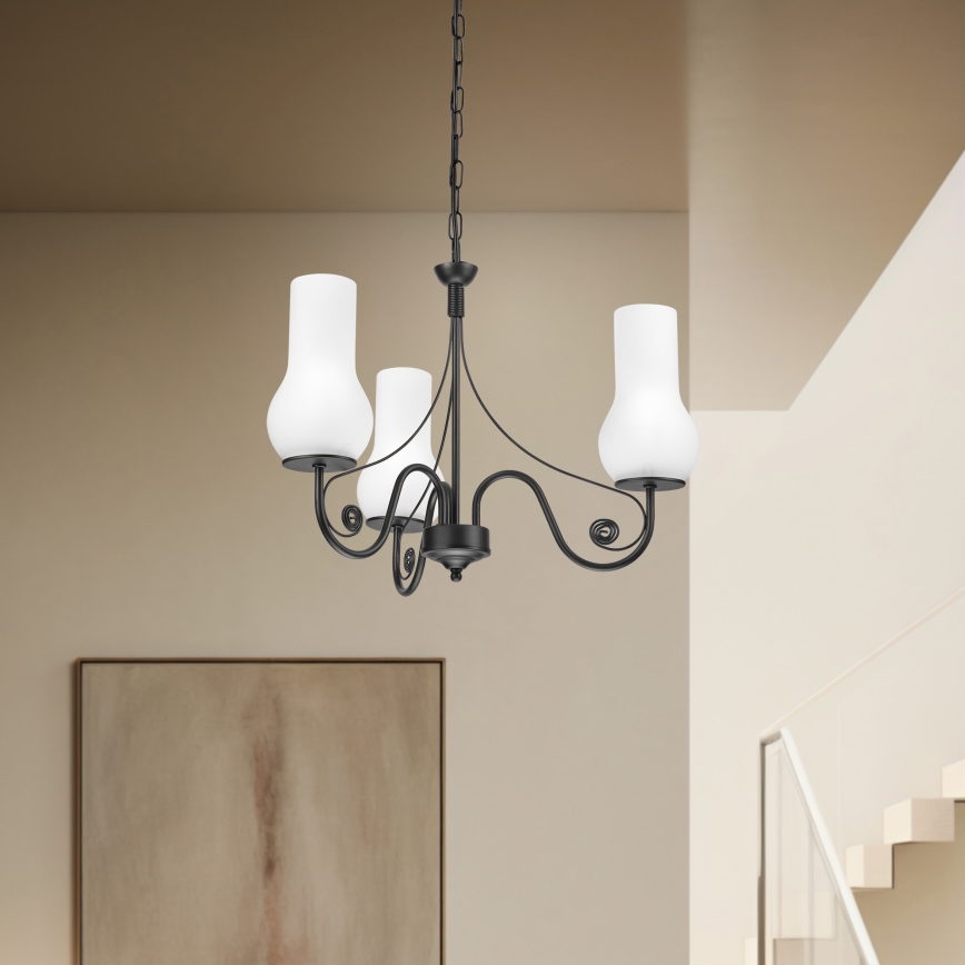Brilagi - LED Żyrandol na łańcuchu COTTAGE 3xE14/40W/230V czarny/biały