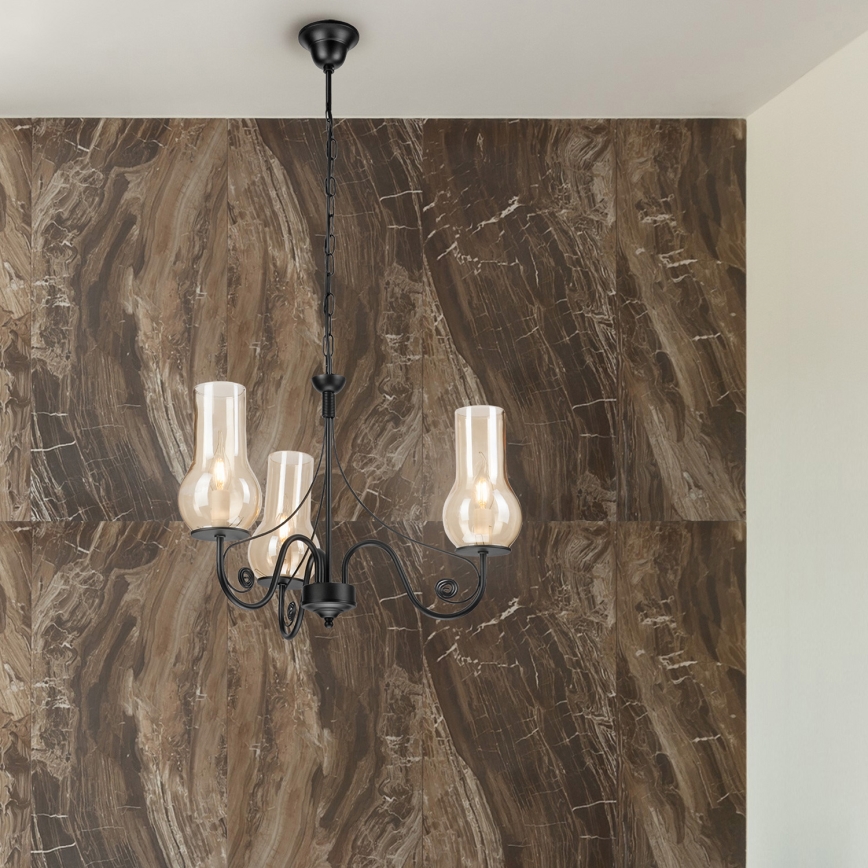 Brilagi - LED Żyrandol na łańcuchu COTTAGE 3xE14/40W/230V czarny/brązowy