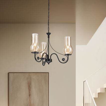 Brilagi - LED Żyrandol na łańcuchu COTTAGE 3xE14/40W/230V czarny/brązowy