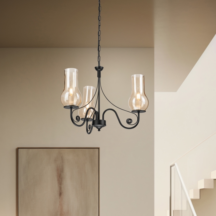 Brilagi - LED Żyrandol na łańcuchu COTTAGE 3xE14/40W/230V czarny/brązowy