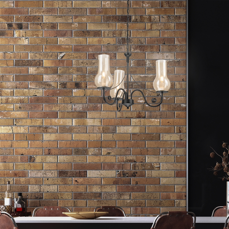 Brilagi - LED Żyrandol na łańcuchu COTTAGE 3xE14/40W/230V czarny/brązowy