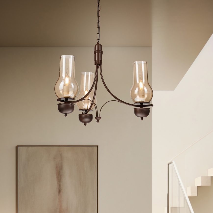 Brilagi - LED Żyrandol na łańcuchu COTTAGE 3xE14/40W/230V dąb/brązowy