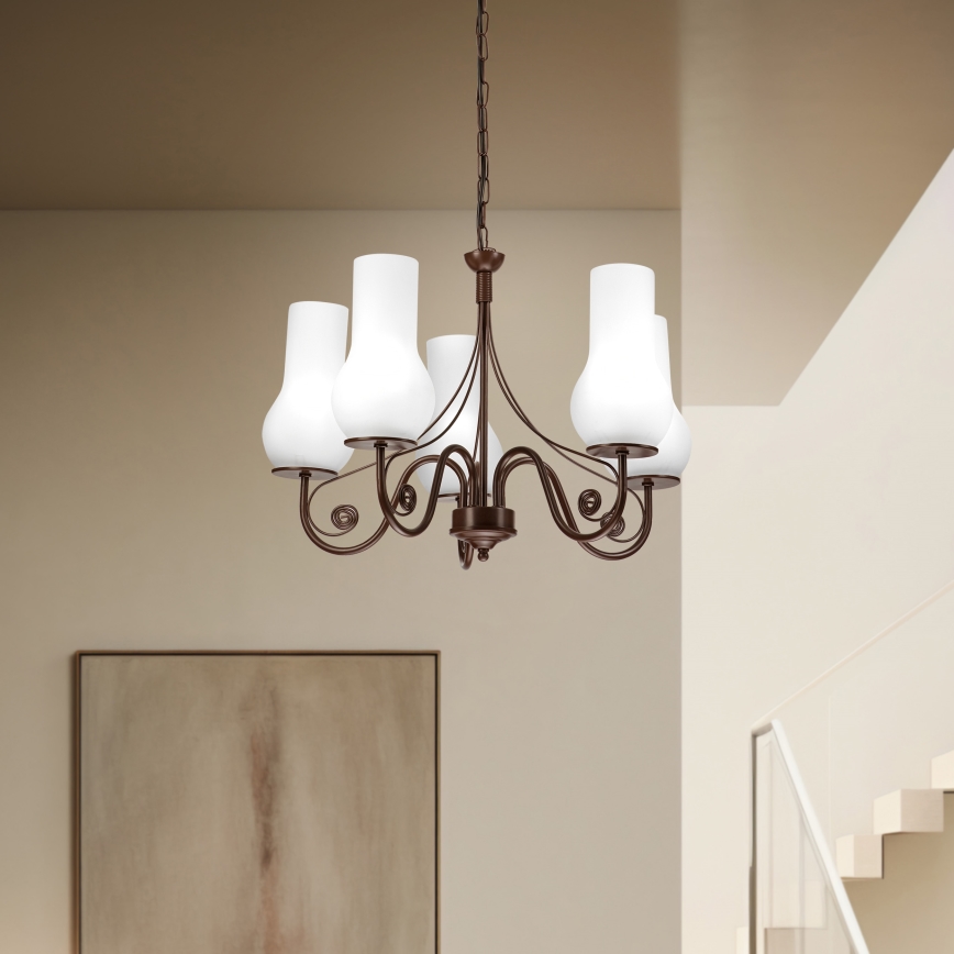 Brilagi - LED Żyrandol na łańcuchu COTTAGE 5xE14/40W/230V brązowy/biały