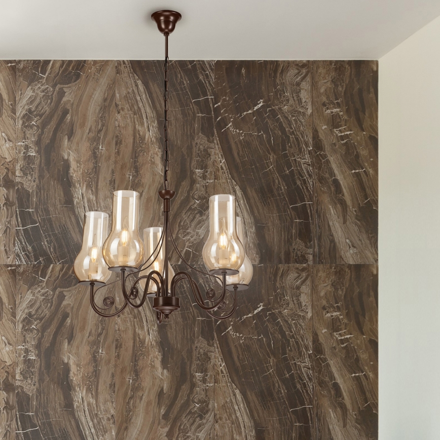Brilagi - LED Żyrandol na łańcuchu COTTAGE 5xE14/40W/230V brązowy