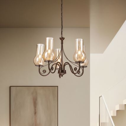 Brilagi - LED Żyrandol na łańcuchu COTTAGE 5xE14/40W/230V brązowy