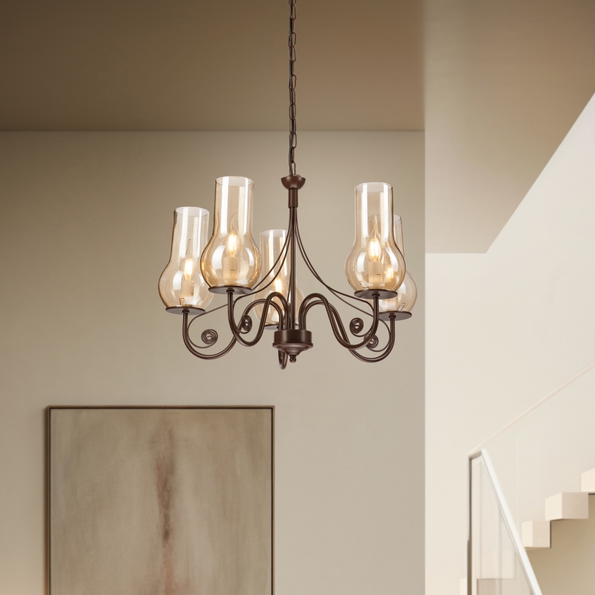 Brilagi - LED Żyrandol na łańcuchu COTTAGE 5xE14/40W/230V brązowy