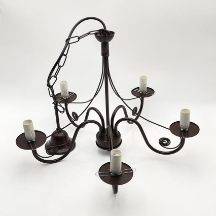 Brilagi - LED Żyrandol na łańcuchu COTTAGE 5xE14/40W/230V brązowy