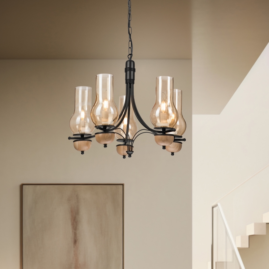 Brilagi - LED Żyrandol na łańcuchu COTTAGE 5xE14/40W/230V buk/brązowy