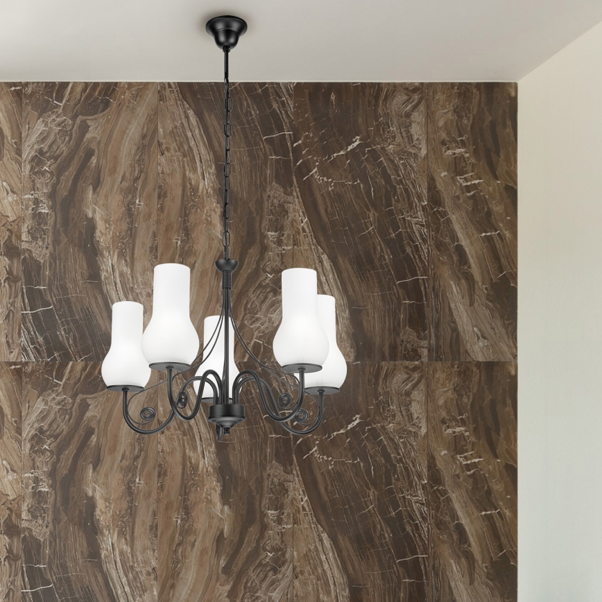 Brilagi - LED Żyrandol na łańcuchu COTTAGE 5xE14/40W/230V czarny/biały