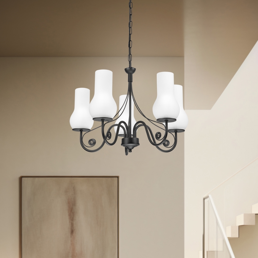 Brilagi - LED Żyrandol na łańcuchu COTTAGE 5xE14/40W/230V czarny/biały