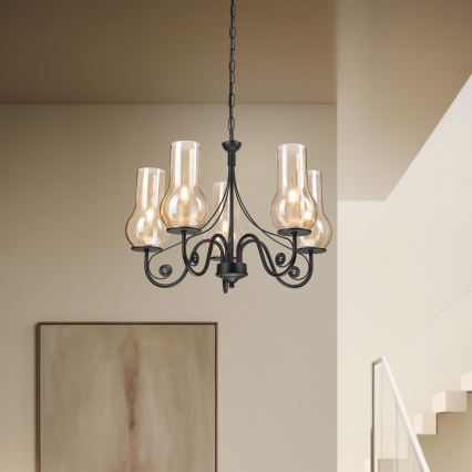Brilagi - LED Żyrandol na łańcuchu COTTAGE 5xE14/40W/230V czarny/brązowy