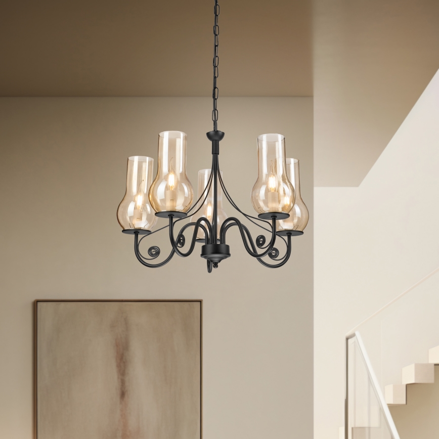 Brilagi - LED Żyrandol na łańcuchu COTTAGE 5xE14/40W/230V czarny/brązowy