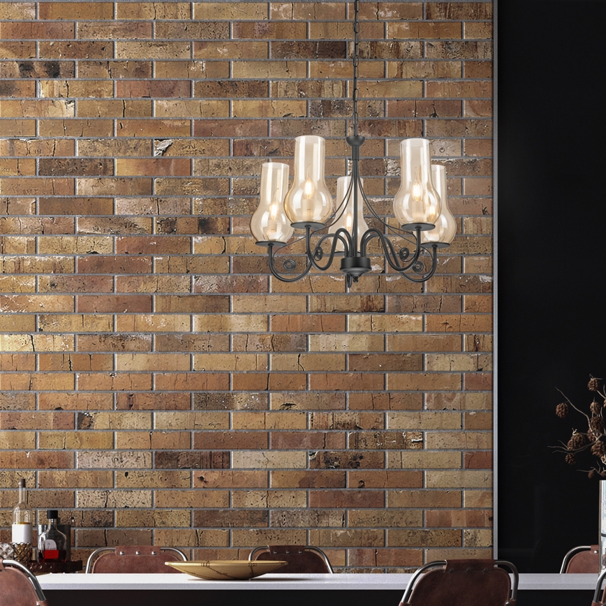 Brilagi - LED Żyrandol na łańcuchu COTTAGE 5xE14/40W/230V czarny/brązowy