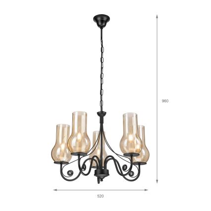 Brilagi - LED Żyrandol na łańcuchu COTTAGE 5xE14/40W/230V czarny/brązowy