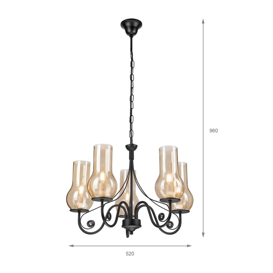 Brilagi - LED Żyrandol na łańcuchu COTTAGE 5xE14/40W/230V czarny/brązowy