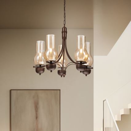 Brilagi - LED Żyrandol na łańcuchu COTTAGE 5xE14/40W/230V dąb/brązowy