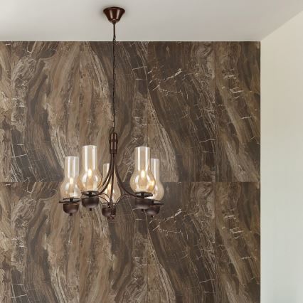 Brilagi - LED Żyrandol na łańcuchu COTTAGE 5xE14/40W/230V dąb/brązowy