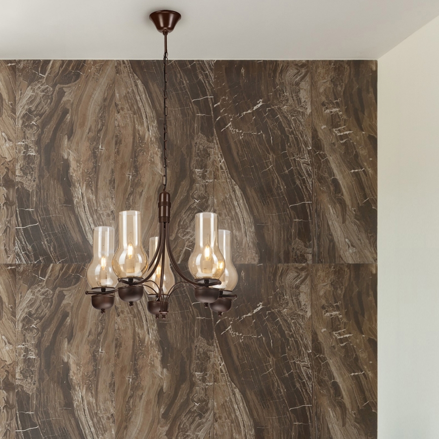 Brilagi - LED Żyrandol na łańcuchu COTTAGE 5xE14/40W/230V dąb/brązowy