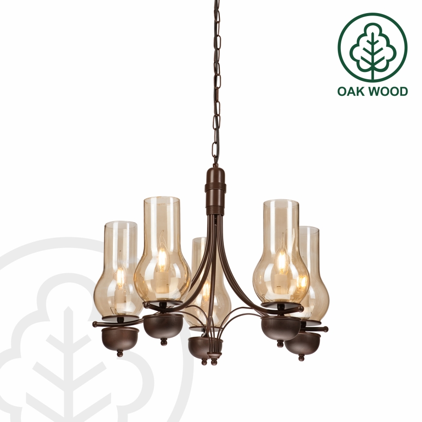 Brilagi - LED Żyrandol na łańcuchu COTTAGE 5xE14/40W/230V dąb/brązowy