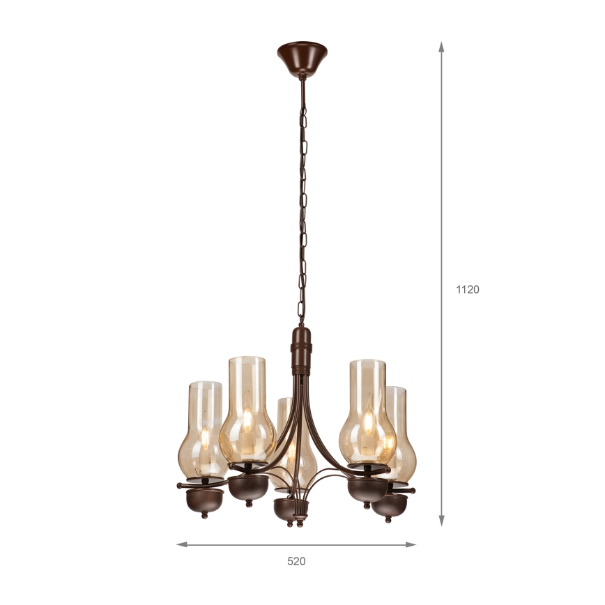 Brilagi - LED Żyrandol na łańcuchu COTTAGE 5xE14/40W/230V dąb/brązowy