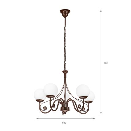 Brilagi - LED Żyrandol na łańcuchu COTTAGE 5xG9/40W/230V brązowy/biały