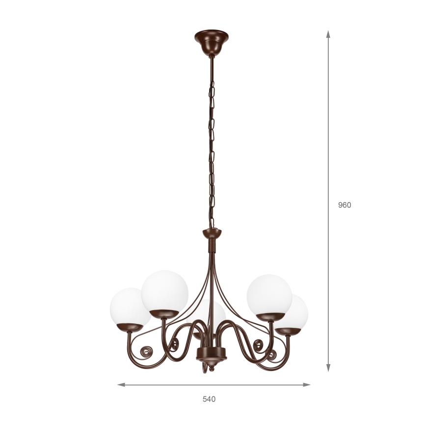 Brilagi - LED Żyrandol na łańcuchu COTTAGE 5xG9/40W/230V brązowy/biały