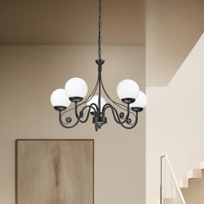 Brilagi - LED Żyrandol na łańcuchu COTTAGE 5xG9/40W/230V czarny/biały