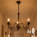 BRILAGI - LED Żyrandol na łańcuchu STEFANO 3xE14/40W/230V czarny patyna