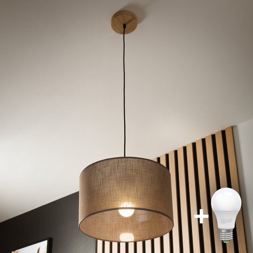 Brilagi - LED Żyrandol na lince ANTHONY 1xE27/60W/230V dąb/brązowy