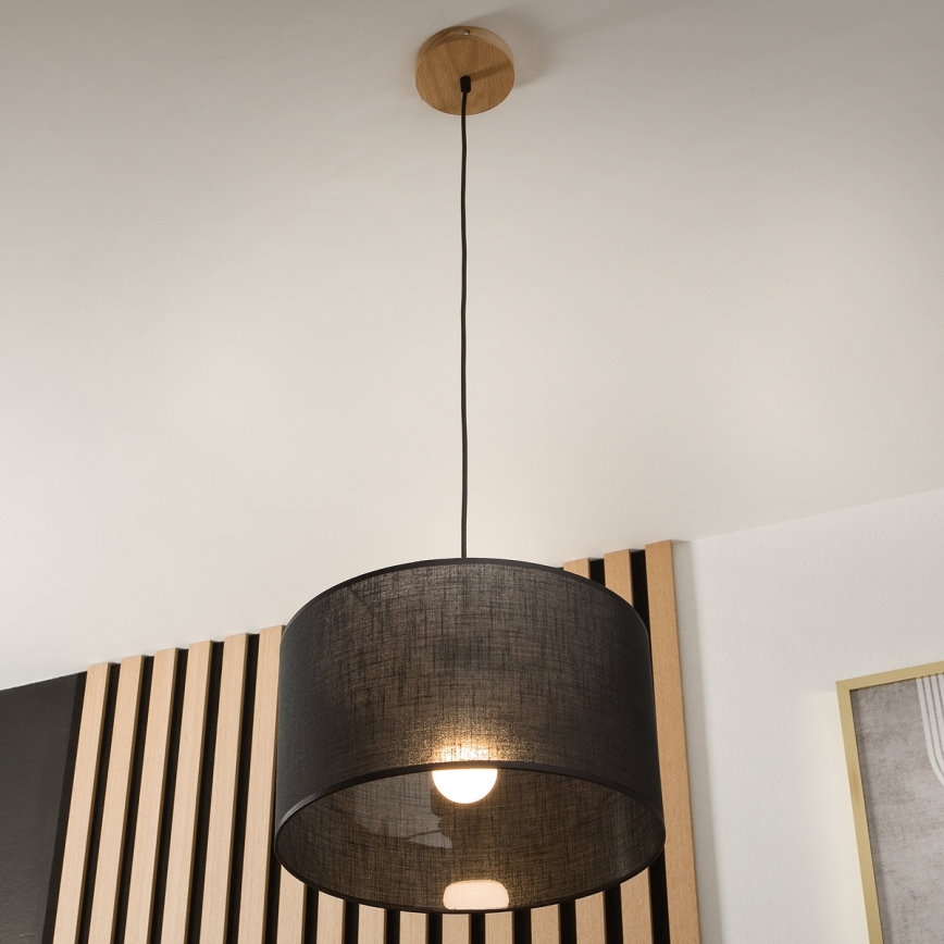 Brilagi - LED Żyrandol na lince ANTHONY 1xE27/60W/230V dąb/czarny
