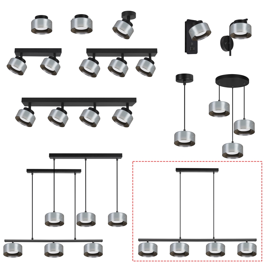 Brilagi - LED Żyrandol na lince AURA LUX 4xGX53/30W/230V czarny/przydymiony