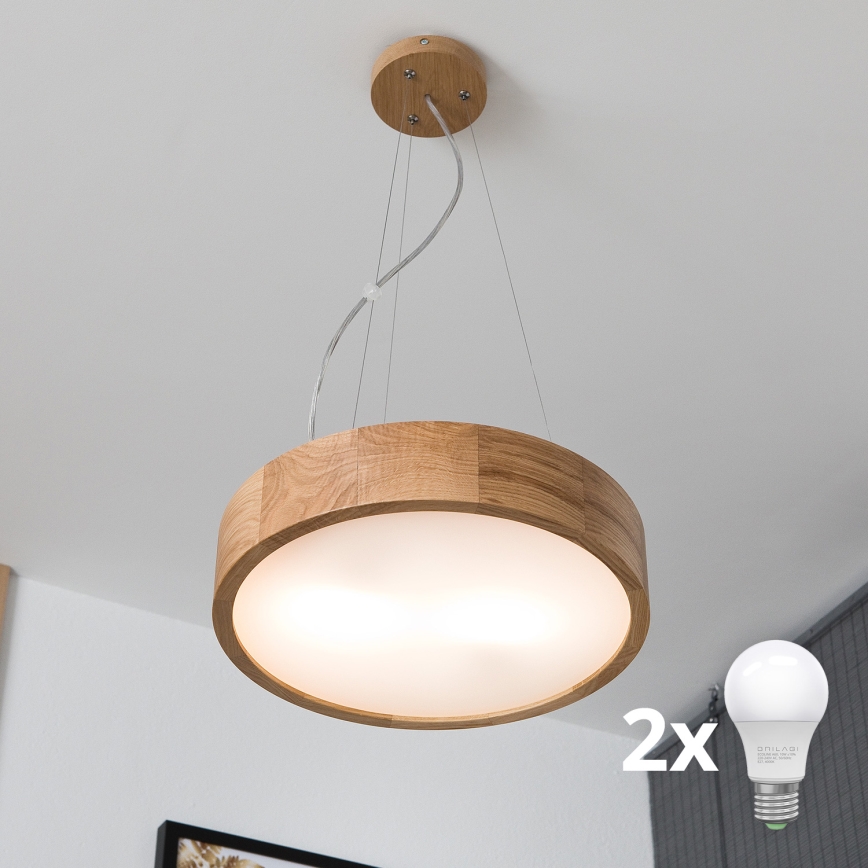 Brilagi - LED Żyrandol na lince CARVALHO 2xE27/60W/230V dąb śr. 37 cm