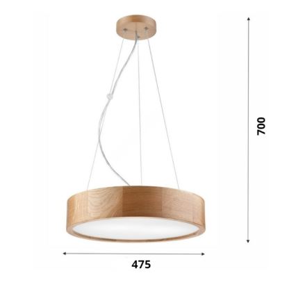 Brilagi - LED żyrandol na lince CARVALHO 3xE27/15W/230V dąb śr. 47,5 cm