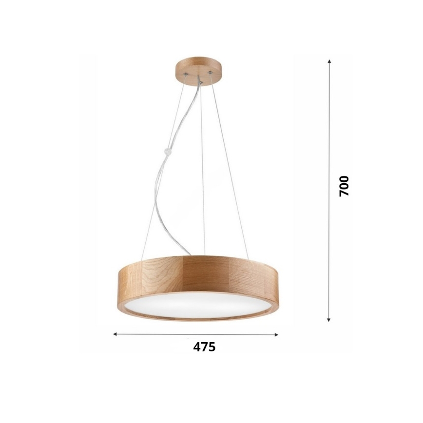 Brilagi - LED żyrandol na lince CARVALHO 3xE27/15W/230V dąb śr. 47,5 cm