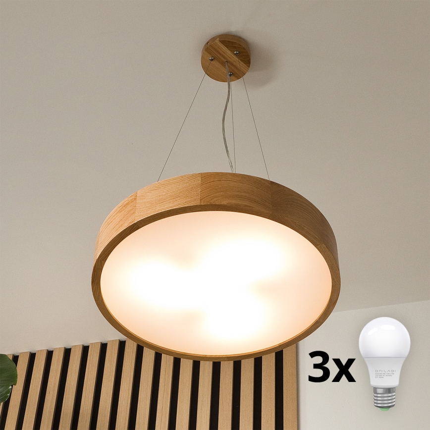 Brilagi - LED Żyrandol na lince CARVALHO 3xE27/60W/230V dąb śr. 47,5 cm