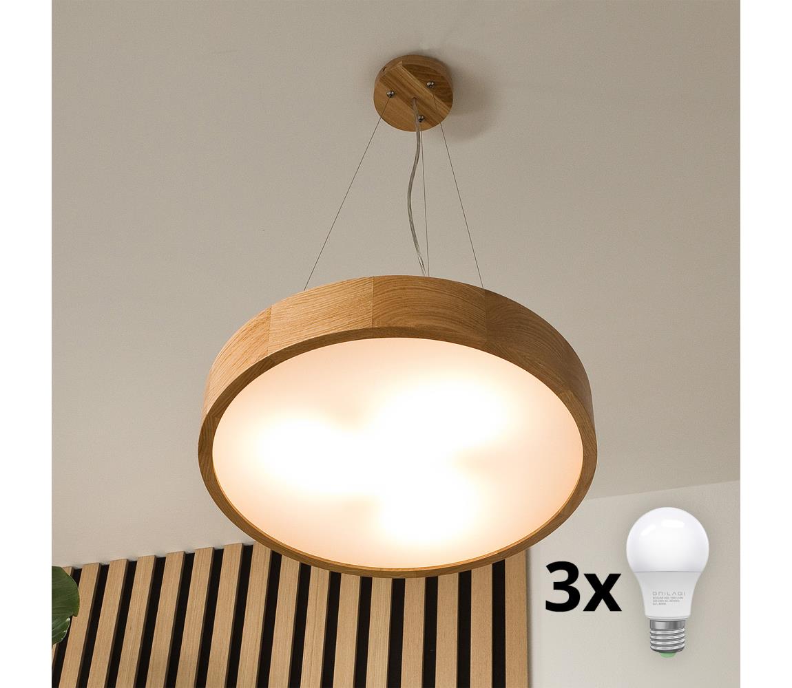 Brilagi - LED Żyrandol na lince CARVALHO 3xE27/60W/230V dąb śr. 47,5 cm