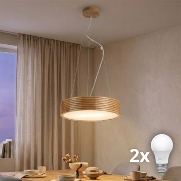 Brilagi - LED Żyrandol na lince CARVALHO MODERN 2xE27/60W/230V dąb śr. 37,5 cm